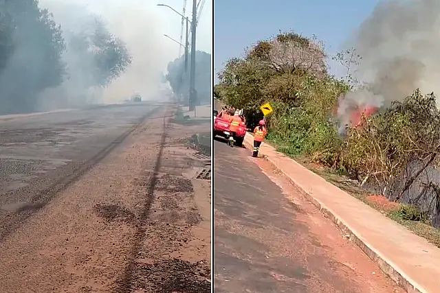 Incêndio em vegetação atinge área próxima ao CEM em Aquidauana