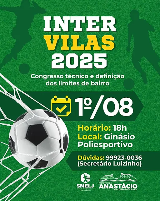 Anastácio convoca equipes para Congresso Técnico do Intervilas 2025
