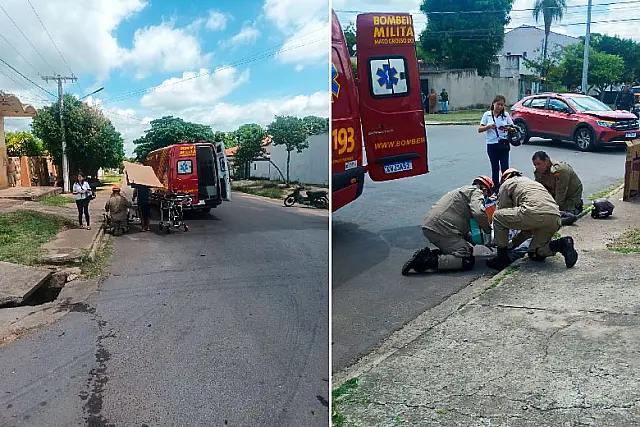 Motociclista é socorrido após acidente em Corumbá
