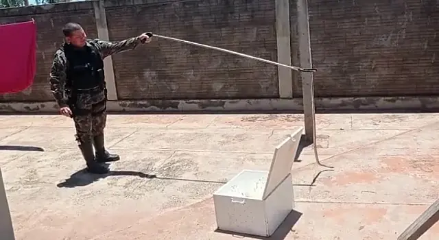 PMA captura serpente que estava dentro de residência