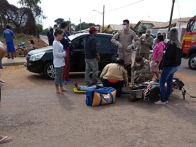 Mulher é socorrida em estado grave após acidente no Bairro Cidade Nova