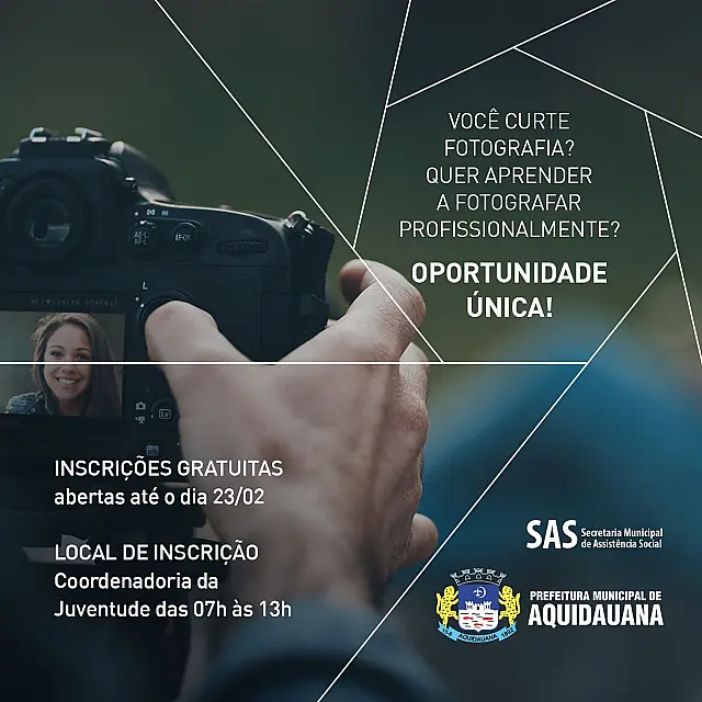 Prefeitura de Aquidauana oferta curso profissionalizante de fotografia