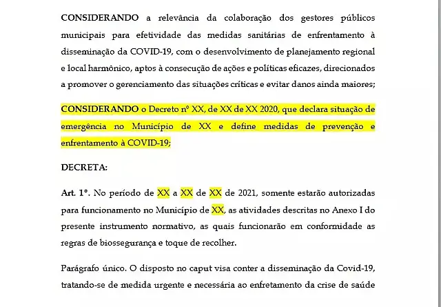 'Rascunho" de decreto prevê toque de recolher e antecipação de feriados em MS