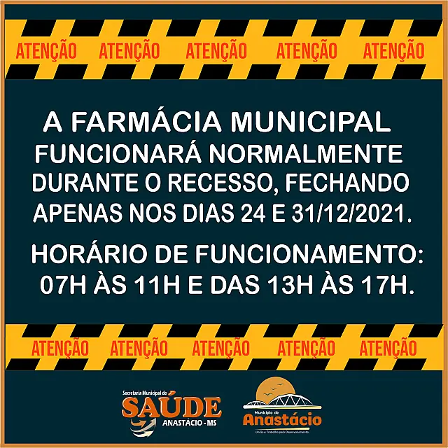 Farmácia Municipal segue aberta no recesso