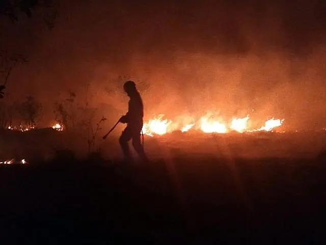 Em Miranda, incêndio avança e chega nas margens da BR 262