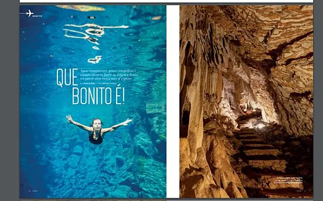 Bonito é destaque na edição de outubro da revista de bordo da Azul