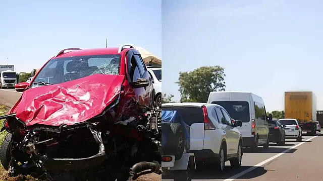 Acidente grave entre carros e caminhões bloqueia BR-163 e causa congestionamento