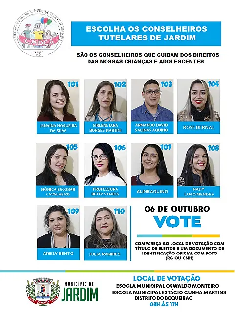 Prefeitura de Jardim divulga resultado da eleição para o Conselho Tutelar