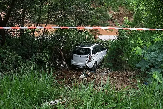 Após motorista desviar de capivara carro cai em barranco