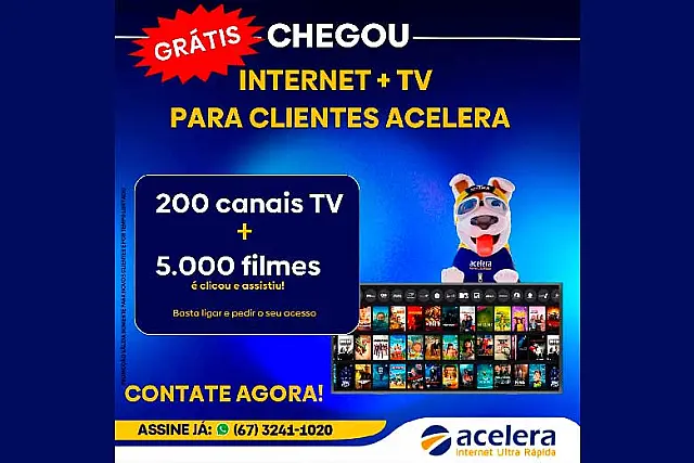 Acelera Internet traz Acelera TV com 200 canais e milhares de filmes grátis
