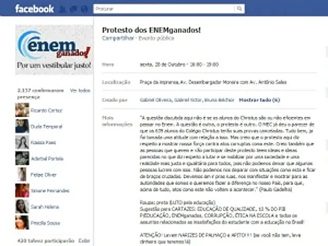 Alunos do CE convocam protesto contra o Enem