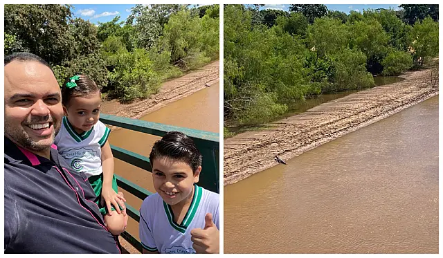 Em Anastácio, família flagra jacaré pegando sol na prainha do rio (vídeo)