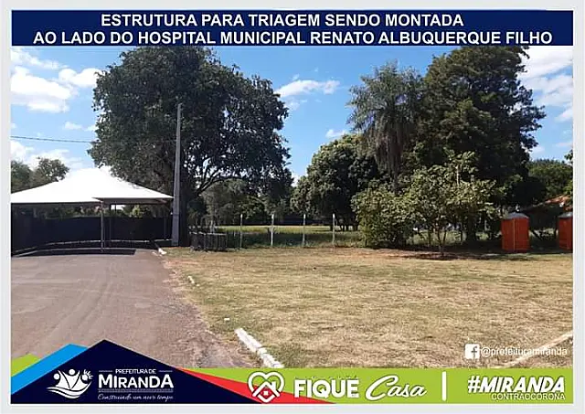 Após 1º caso de coronavírus, Miranda monta estrutura para triagem do lado externo do hospital