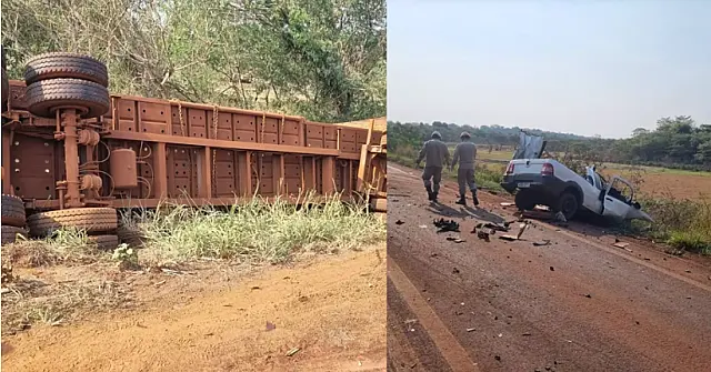 Colisão entre picape e caminhão mata idoso na BR-267 em Rio Brilhante
