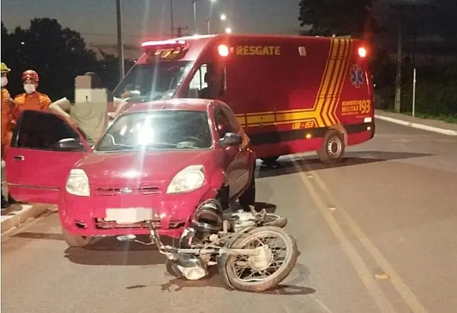 Motociclista fica ferido após acidente em rotatória entre Corumbá e Ladário