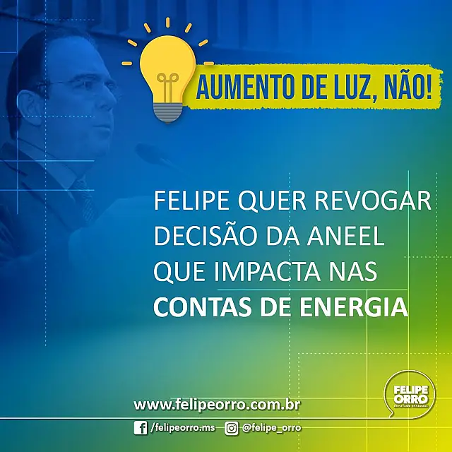 Felipe quer revogar decisão da Aneel que impacta nas contas de energia no MS