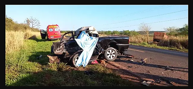 Motorista morre após bater camionete contra carreta na BR-376