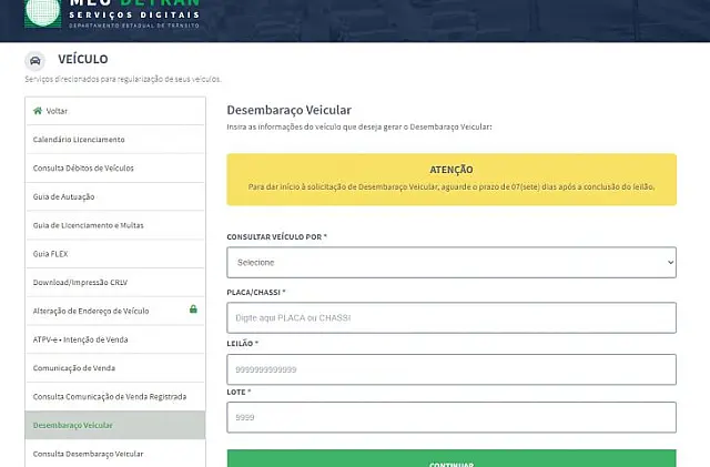 Detran-MS lança serviço online para veículos leiloados pelo órgão
