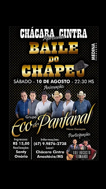 Baile do Chapéu promete movimentar este sábado em Anastácio