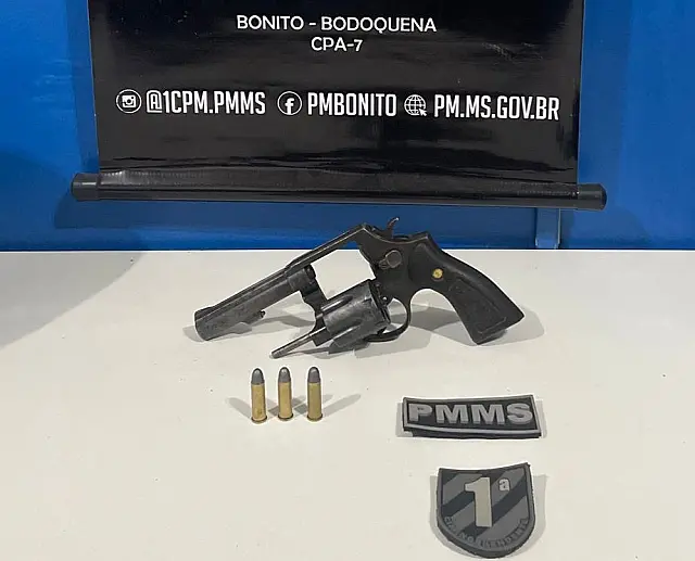 Homem é preso com arma de fogo e munições em Bonito