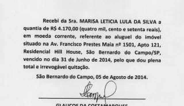 Defesa de Lula diz ter recibos originais de aluguel de apartamento