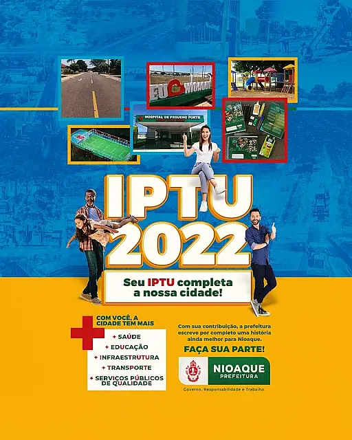 Prefeitura de Nioaque divulga liberação de pagamento do IPTU 2022