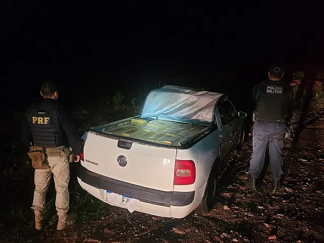 Picape furtada é apreendida com 809 kg de maconha na BR-267