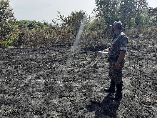 Homem ateia fogo em terreno e é autuado pela Polícia Militar Ambiental em Anastácio