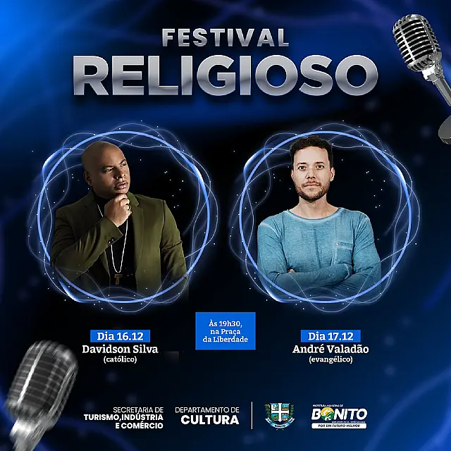 Cantores gospel André Valadão e Davidson Silva se apresentam no festival de Bonito