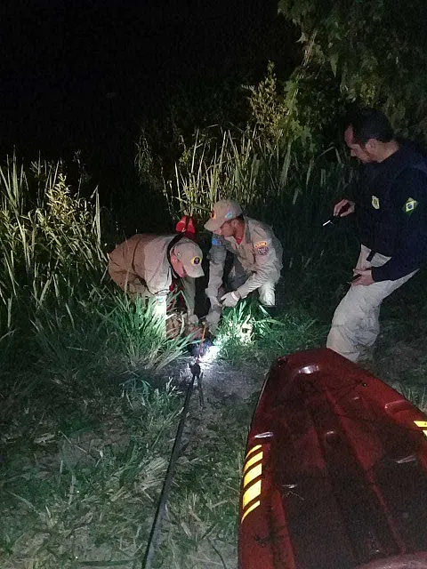 PRF e bombeiros resgatam homem em área alagada cercado por jacarés