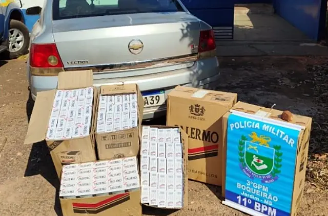Carga de cigarro contrabandeada é apreendida pela PM em Jardim
