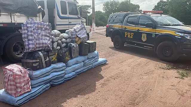 PRF apreende mais de 440 quilos de drogas em caminhão na BR-262 de Miranda