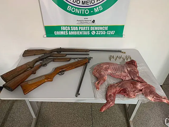 PMA prende três caçadores e apreende armas e animais abatidos