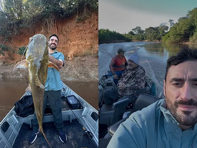 Pescador fisga jaú de 12 kg após mais de 30 minutos de disputa no Rio Aquidauana