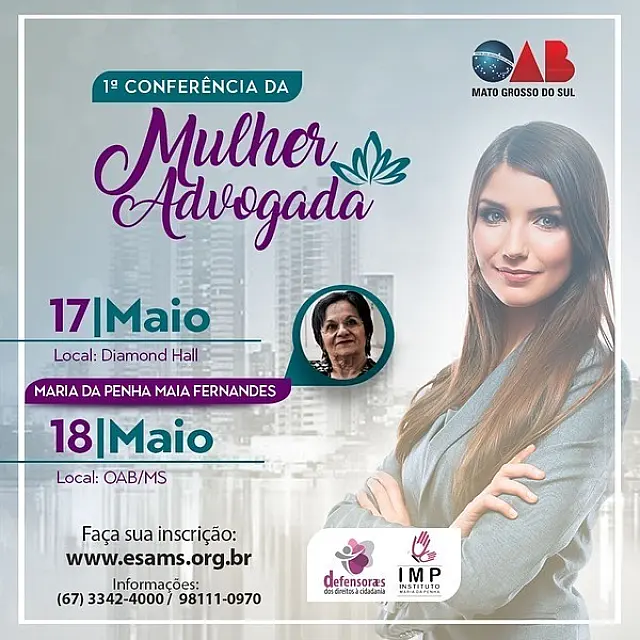 Capital sediará 1ª Conferência da Mulher Advogada nos dias 17 e 18