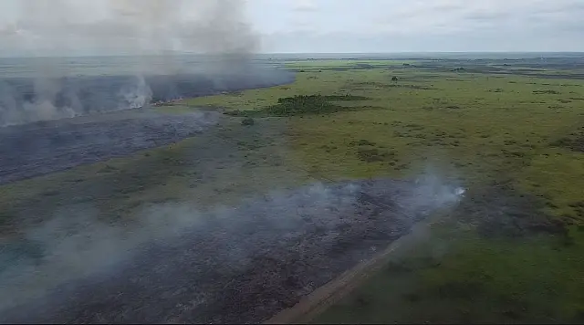 Bombeiros controlam focos de incêndio em fazenda de Corumbá