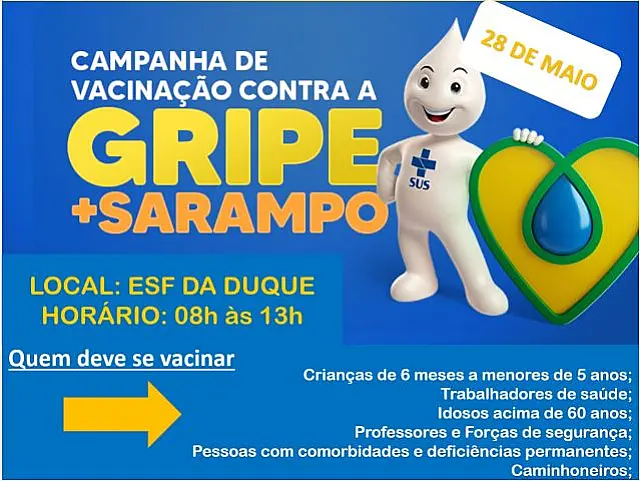 Mutirão de vacinação contra a gripe e sarampo será no próximo sábado