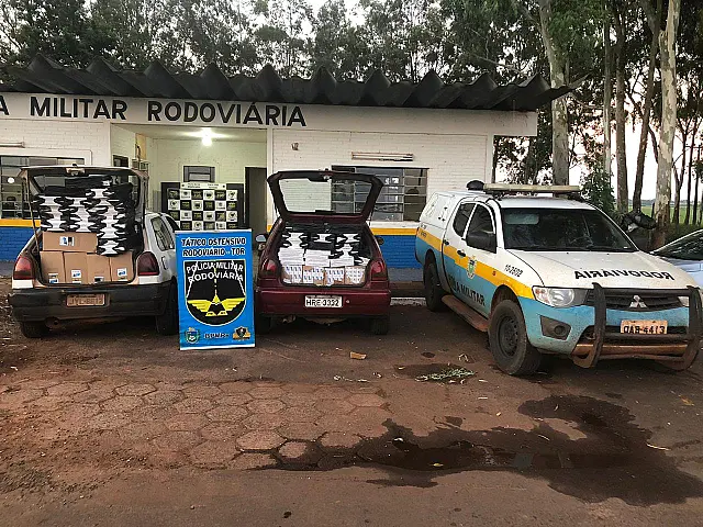 Polícia Militar Rodoviária apreende dois carros carregados com cigarros do Paraguai