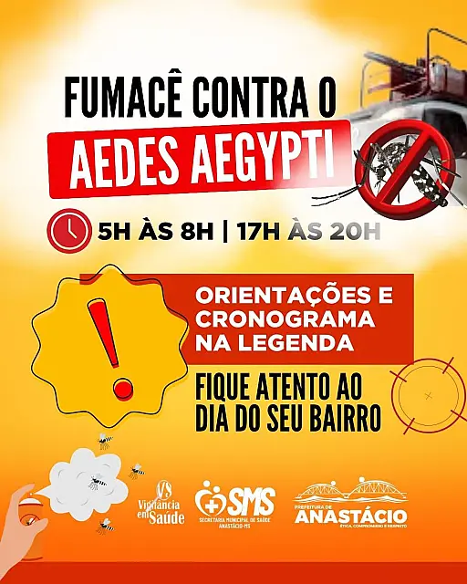 Fumacê passa por seis regiões de Anastácio nesta terça-feira