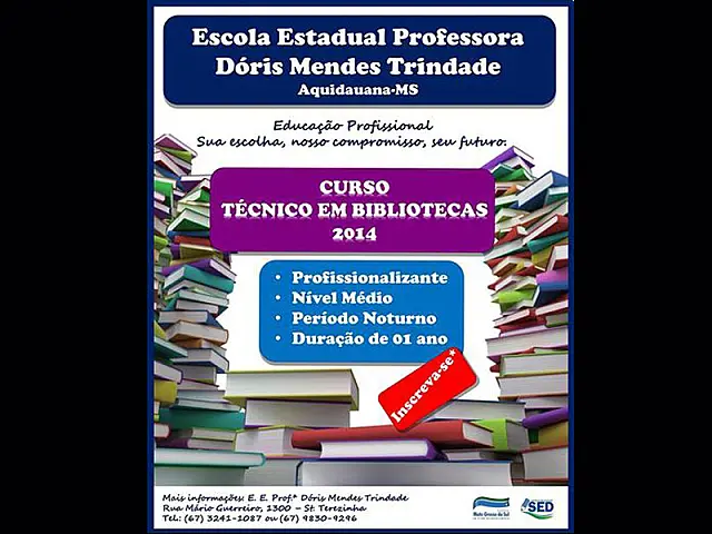 Escola Dóris oferece vagas para curso técnico em Bibliotecas