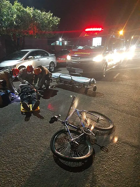 Ciclista fica ferido em acidente com carro em Anastácio