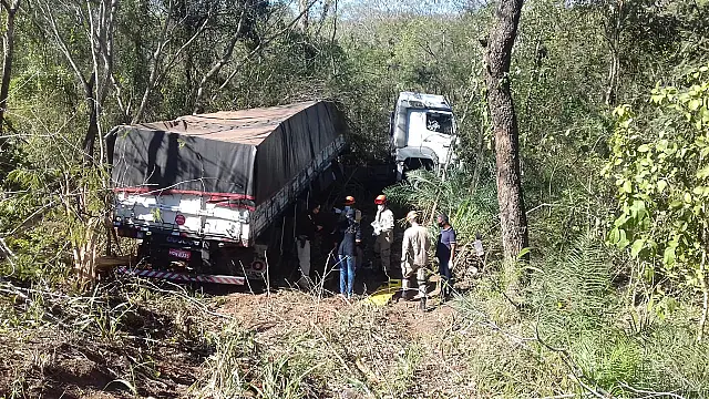 Caminhão sai da pista na BR-262