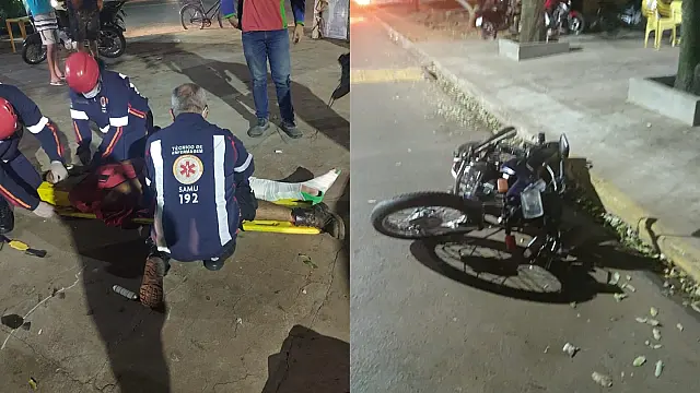 Motociclista é arremessado após bater em Ecosporte no bairro Serraria