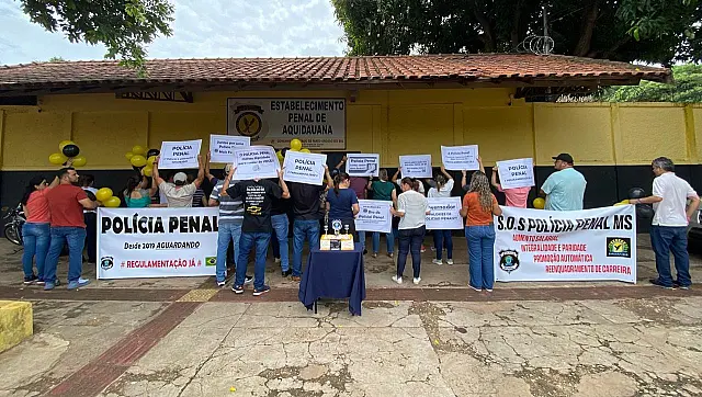Policiais Penais protestam em Dois Irmãos do Buriti e Aquidauana por regulamentação