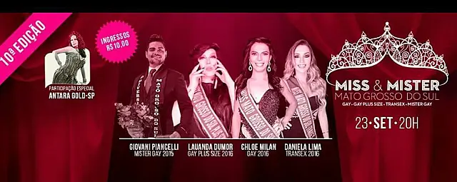 Concurso Miss e Mister Gay 2017 tem 4 candidatos de Aquidauana e Anastácio