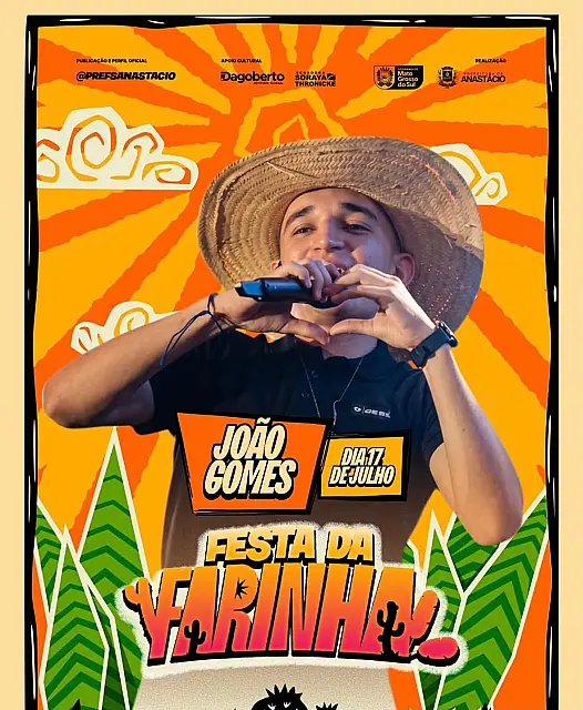 João Gomes abre Festa da Farinha 2026 nesta sexta-feira