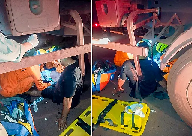 Motociclista fica gravemente ferido após colidir em carreta estacionada em Corumbá