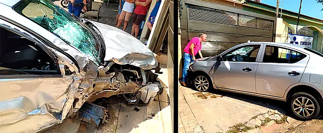 Motorista perde controle, bate em carros e invade calçada na Pandiá Calógeras