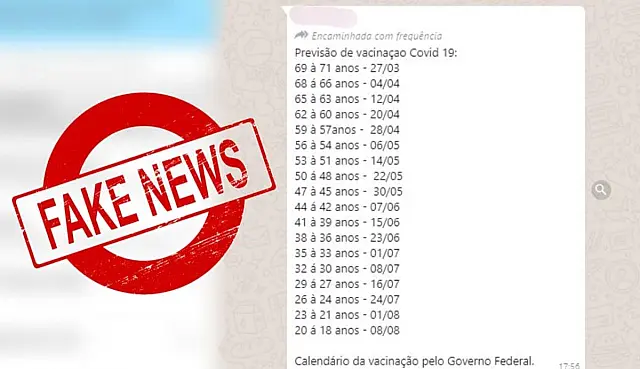 Calendário nacional de vacinação por idade divulgado no WhatsApp é falso
