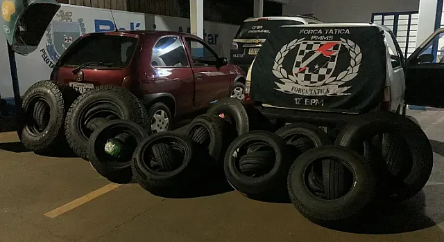 Polícia prende três homens com pneus contrabandeados